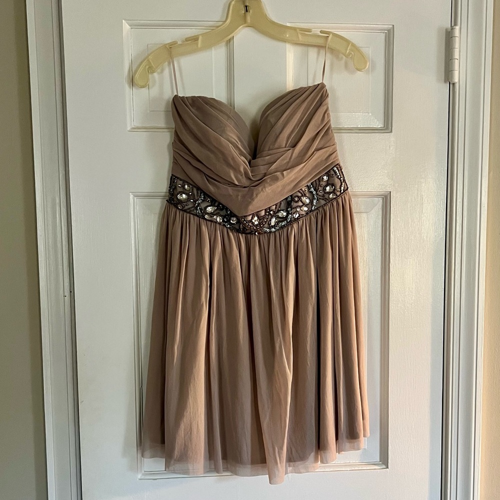 Strapless chiffon mini dress
